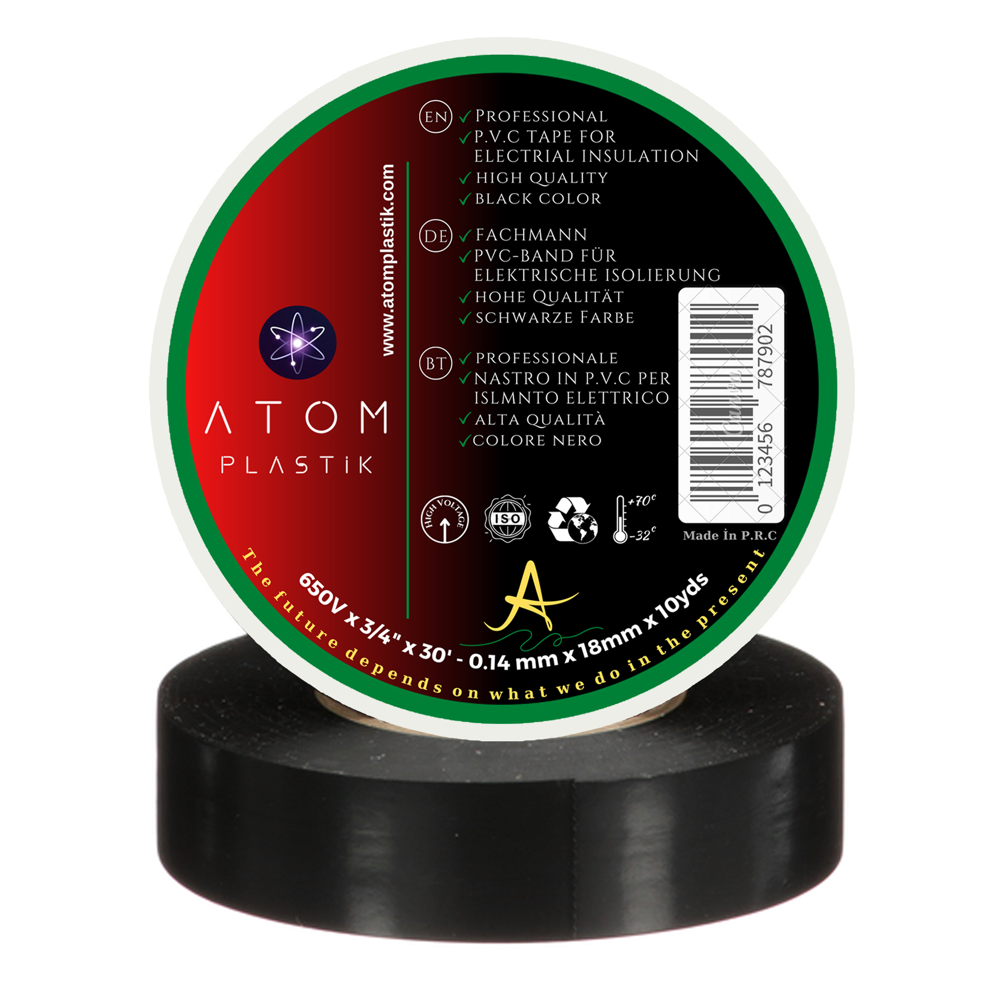 ATOM İZOLE ELEKTRİK BANDI-SİYAH 1. KALİTE