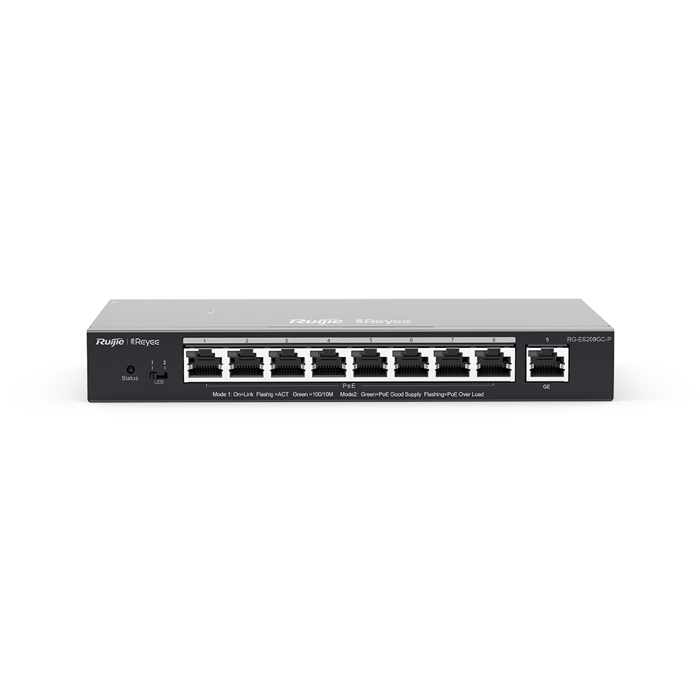 RUIJIE REYEE RG-ES209GC-P 8 PORT GİGABİT POE + 2 UPLİNK GİGABİT SWİTCH 120W YÖNETİLEBİLİR POE SWİTCH
