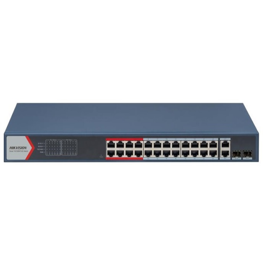 HİKVİSİON DS-3E1326P-EI 24 PORT YÖNETİLEBİLİR 10/100 POE + 2 ADET GİGABİT UPLİNK + 2 ADET GİGABİT SPF 370W ÇIKIŞ GÜCÜ POE SWİTCH