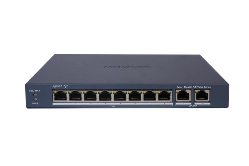 HİKVİSİON DS-3E1510P-EI/M 8 PORT GİGABİT POE + 2 UPLİNK GİGABİT SWİTCH 45W POE ÇIKIŞ GÜCÜ