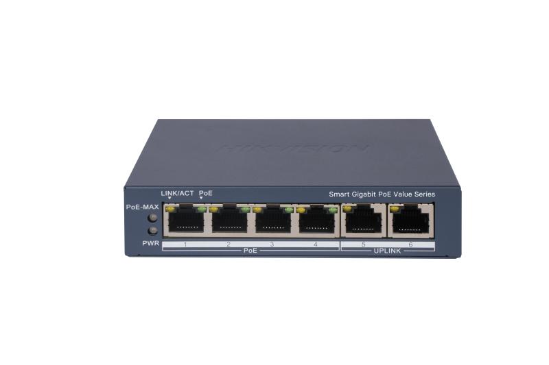 HİKVİSİON DS-3E1516P-EI/M 4 PORT YÖNETİLEBİLİR FULL GİGABİT POE + 2 UPLİNK GİGABİT SWİTCH 45W POE ÇIKIŞ GÜCÜ