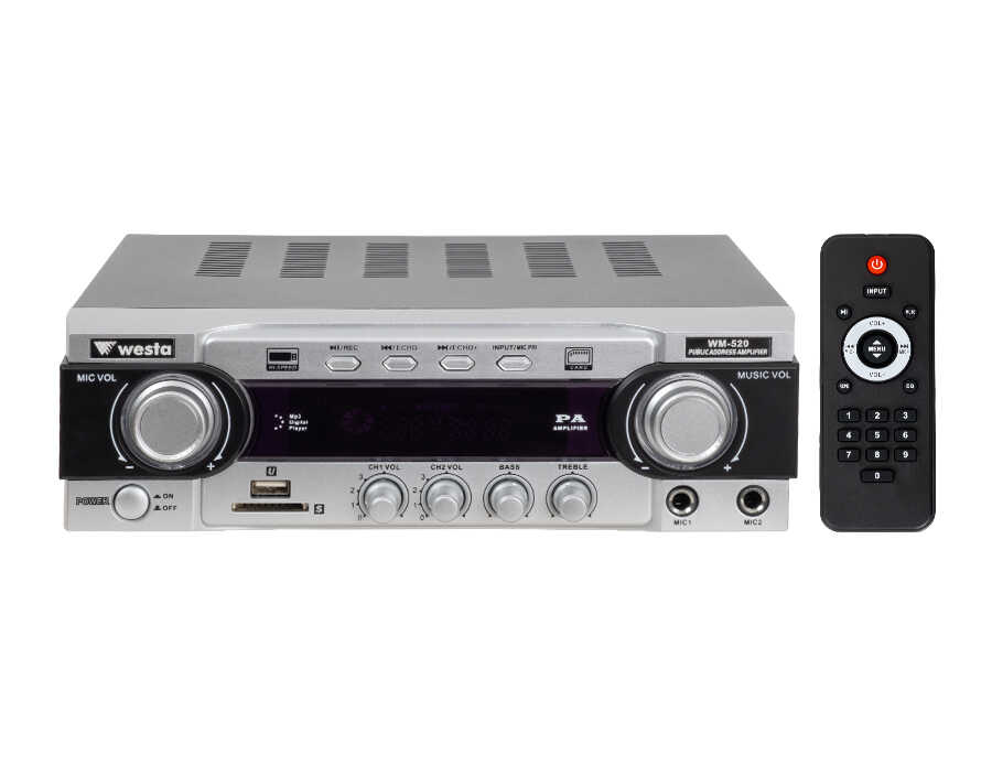 WESTA WM-520 80W USB/SD/ BT 100V 2 BÖLGELİ TRAFOLU MİKSER ANFİ