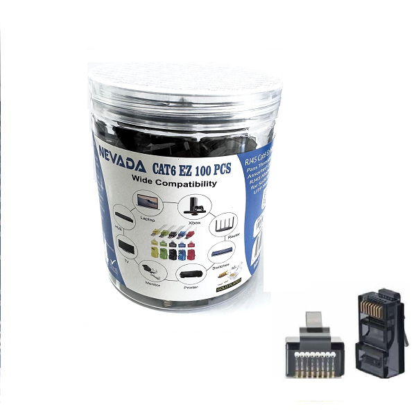 NEVADA EZ RJ45 CAT6 UÇ 100 ADET (YENİ NESİL SİYAH RENK)