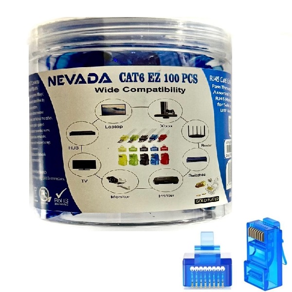 NEVADA EZ RJ45 CAT6 UÇ 100 ADET (YENİ NESİL MAVİ RENK)