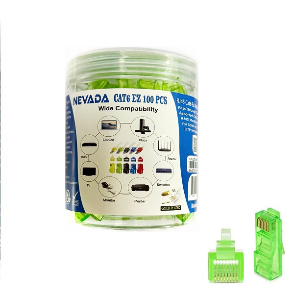 NEVADA EZ RJ45 CAT6 UÇ 100 ADET (YENİ NESİL YEŞİL RENK)