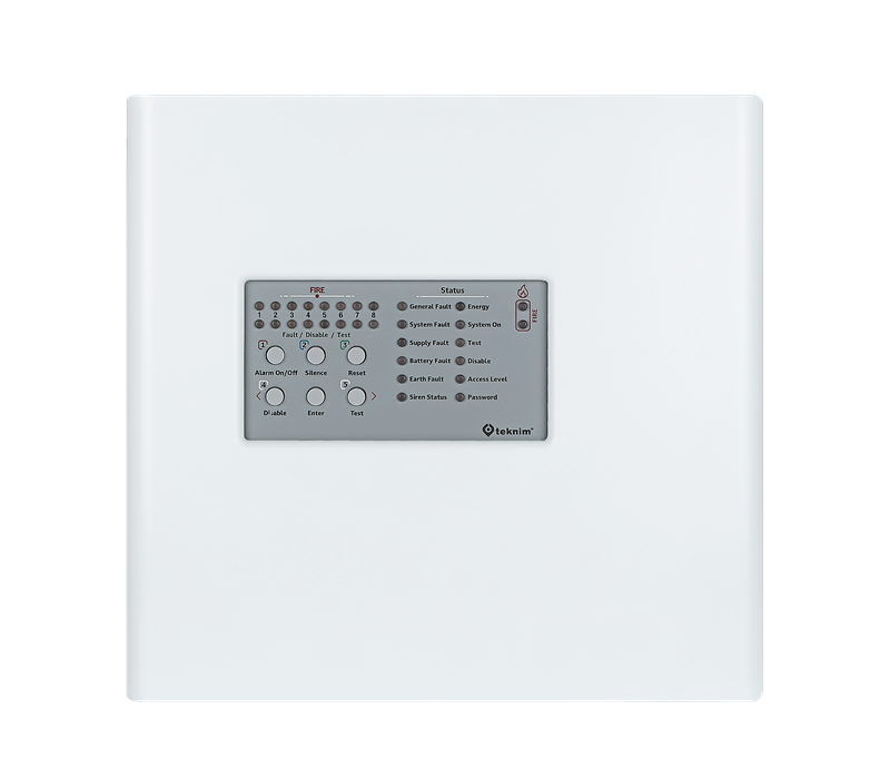 TEKNİM TFP-4408P 8 BÖLGELİ KONVANSİYONEL YANGIN ALARM PANELİ (PLASTİK KASA)