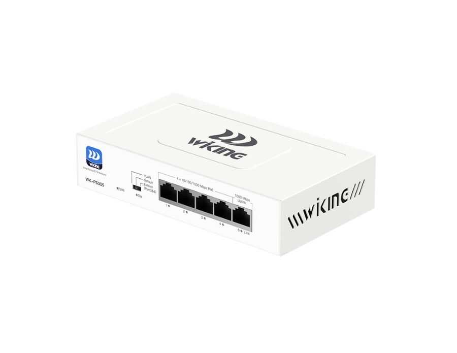 WİTEK WK-PS305 4 PORT POE 100/1000 + 1 PORT GİGABİT UPLİNK 55W FULL GİGABİT POE SWİTCH